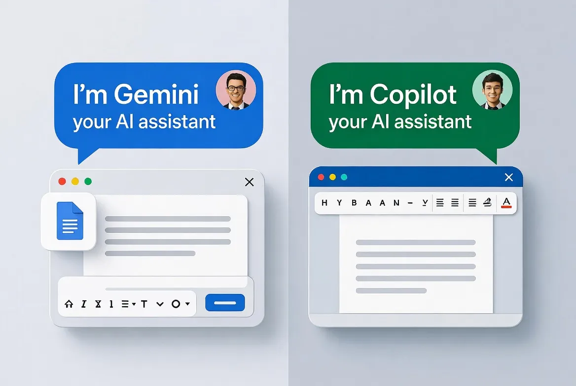 AI assistants comparison: Gemini in Google Docs vs Copilot in Microsoft Word