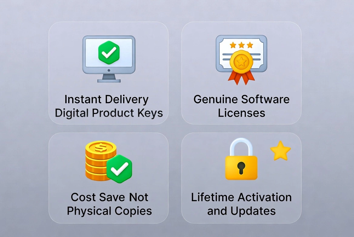 Benefits of digital product keys: instant delivery, genuine licenses, savings, and lifetime activation
