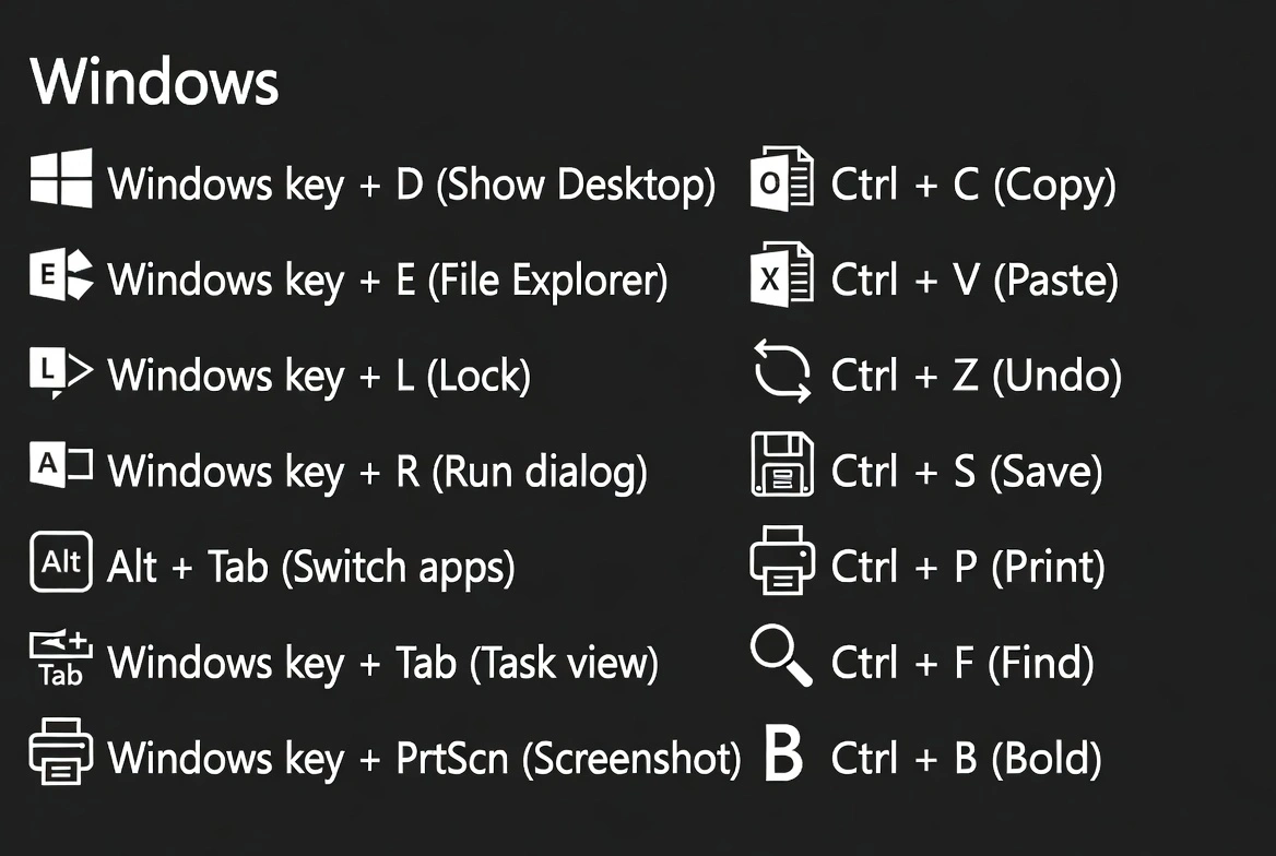 Atajos de teclado esenciales de Windows y Office para mejorar la productividad