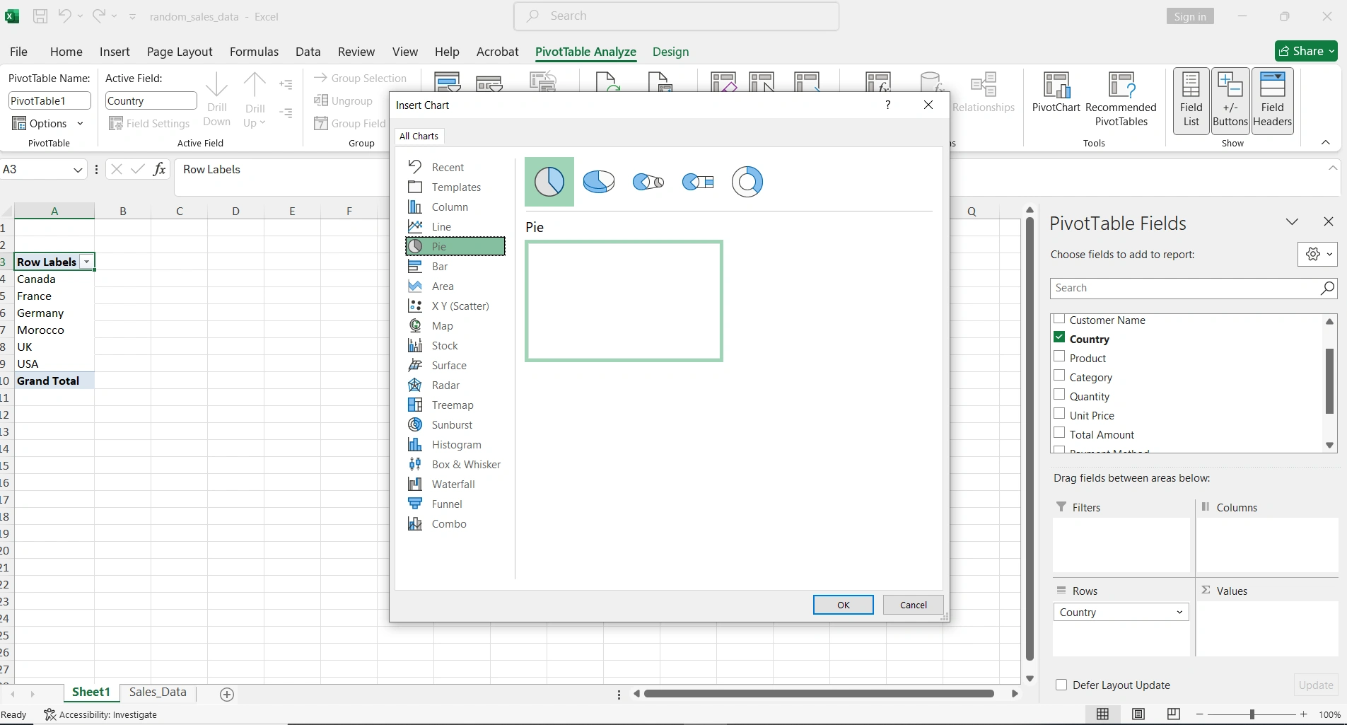 Tipos de gráficos en Excel - Menú de inserción mostrando opciones de barras, líneas, circulares y más