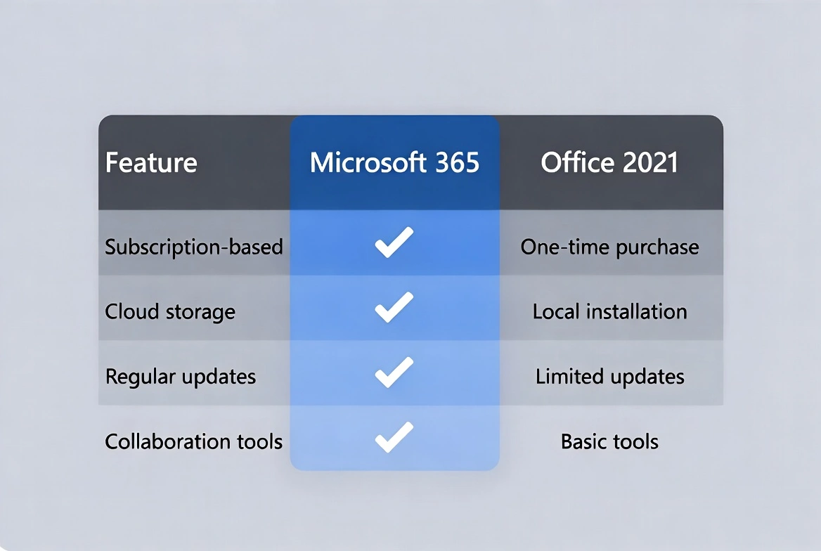 Tabla de comparación de características: Microsoft 365 vs Office 2021