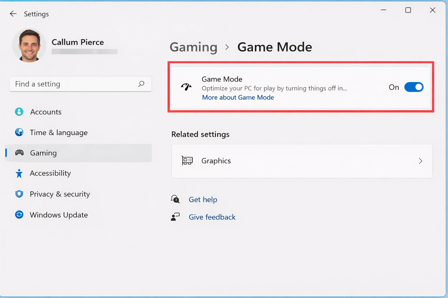 Configuración de Modo Juego y efectos visuales en Windows 11