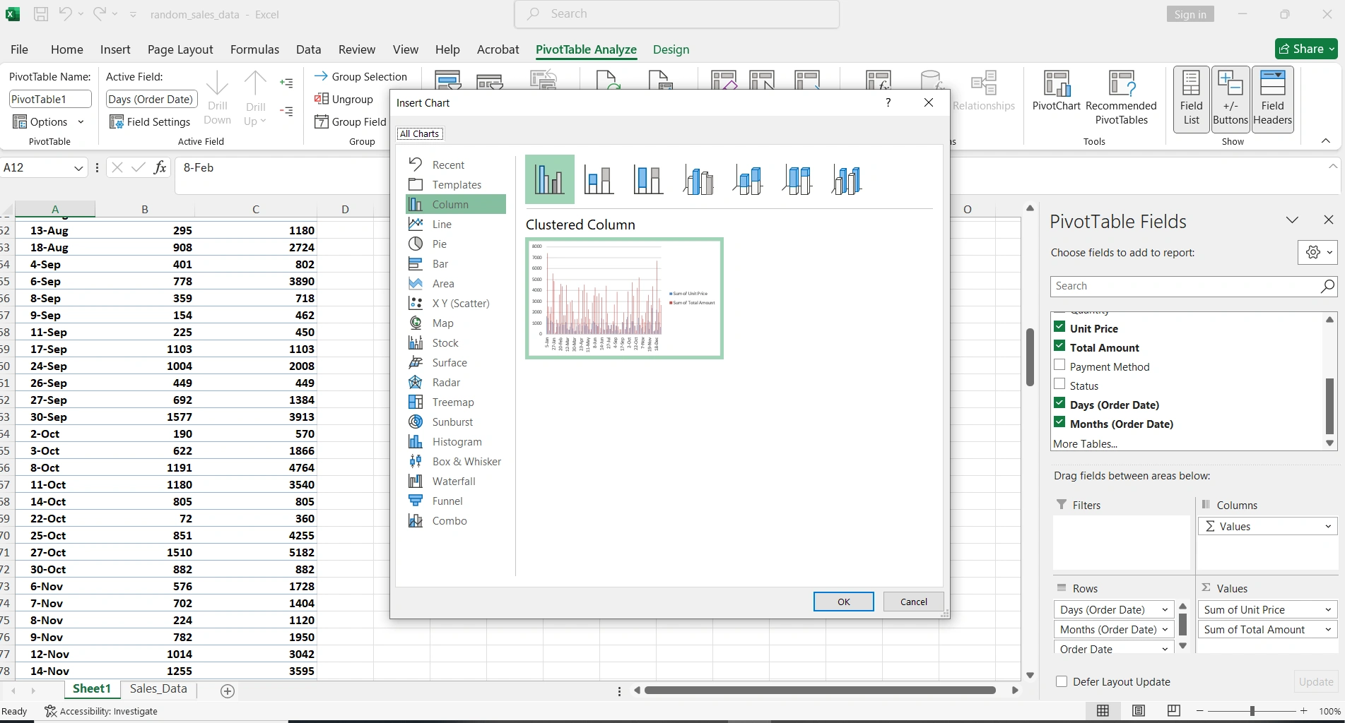 Gráfico dinámico creado desde tabla dinámica en Excel