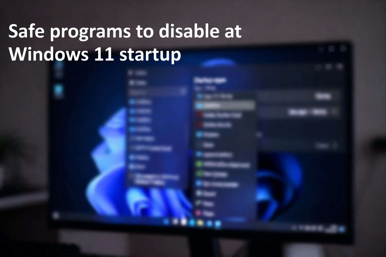 Checklist of safe programs to disable at Windows 11 startup for faster boot times