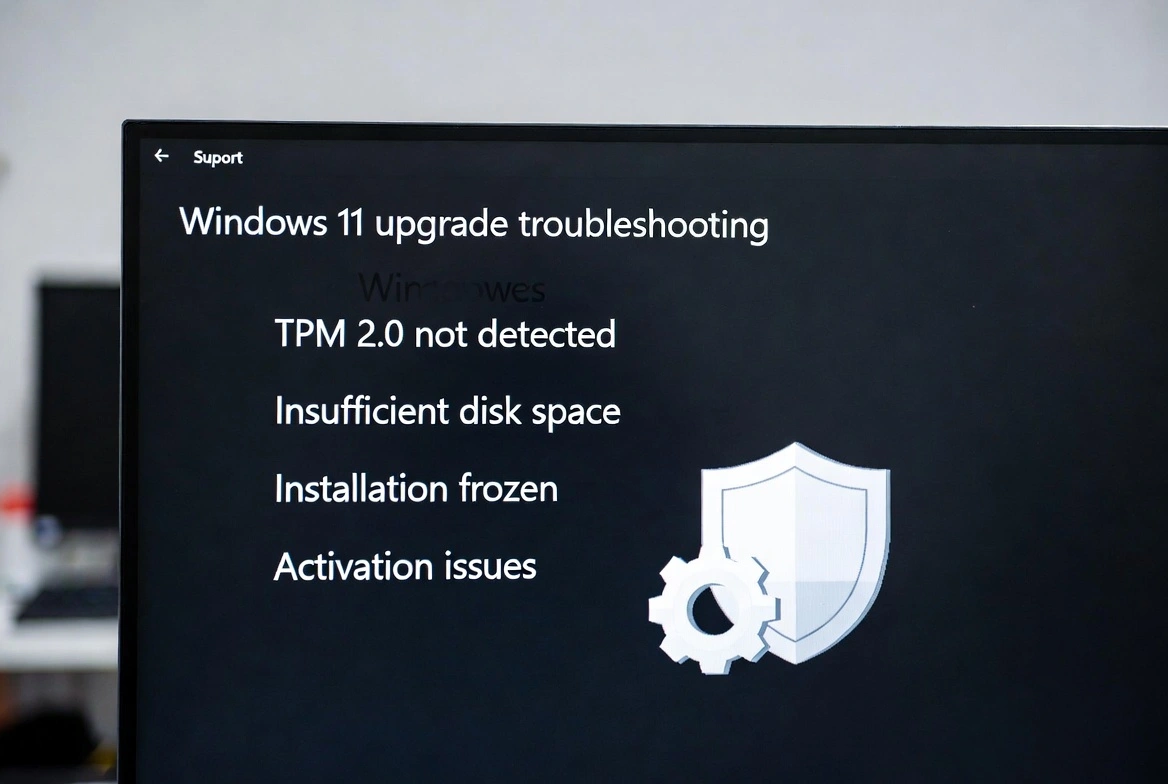 Troubleshooting Windows 11 upgrade issues: TPM, disk space, frozen install, and activation