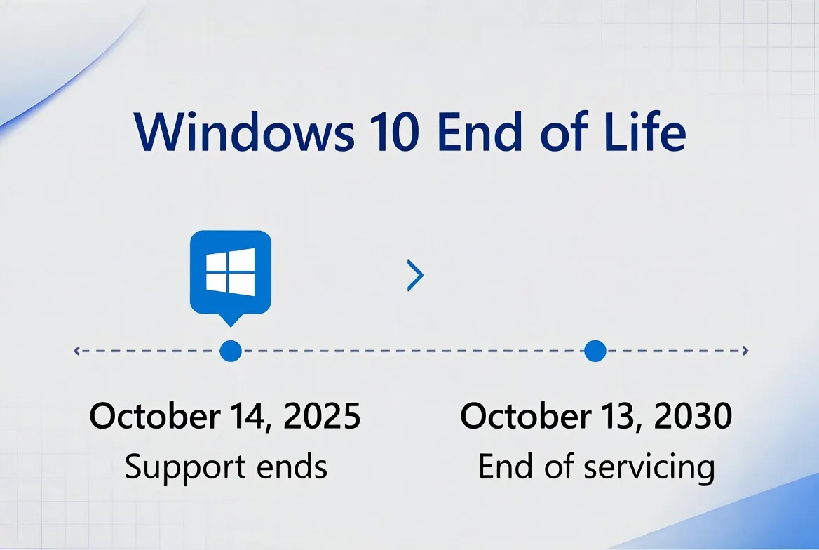 Línea de tiempo del fin de vida de Windows 10: Soporte termina el 14 de octubre de 2025, fin del servicio el 13 de octubre de 2030