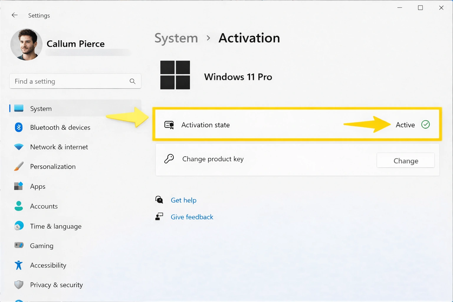 Verificación de activación de Windows mostrando el estado activo en la configuración del sistema