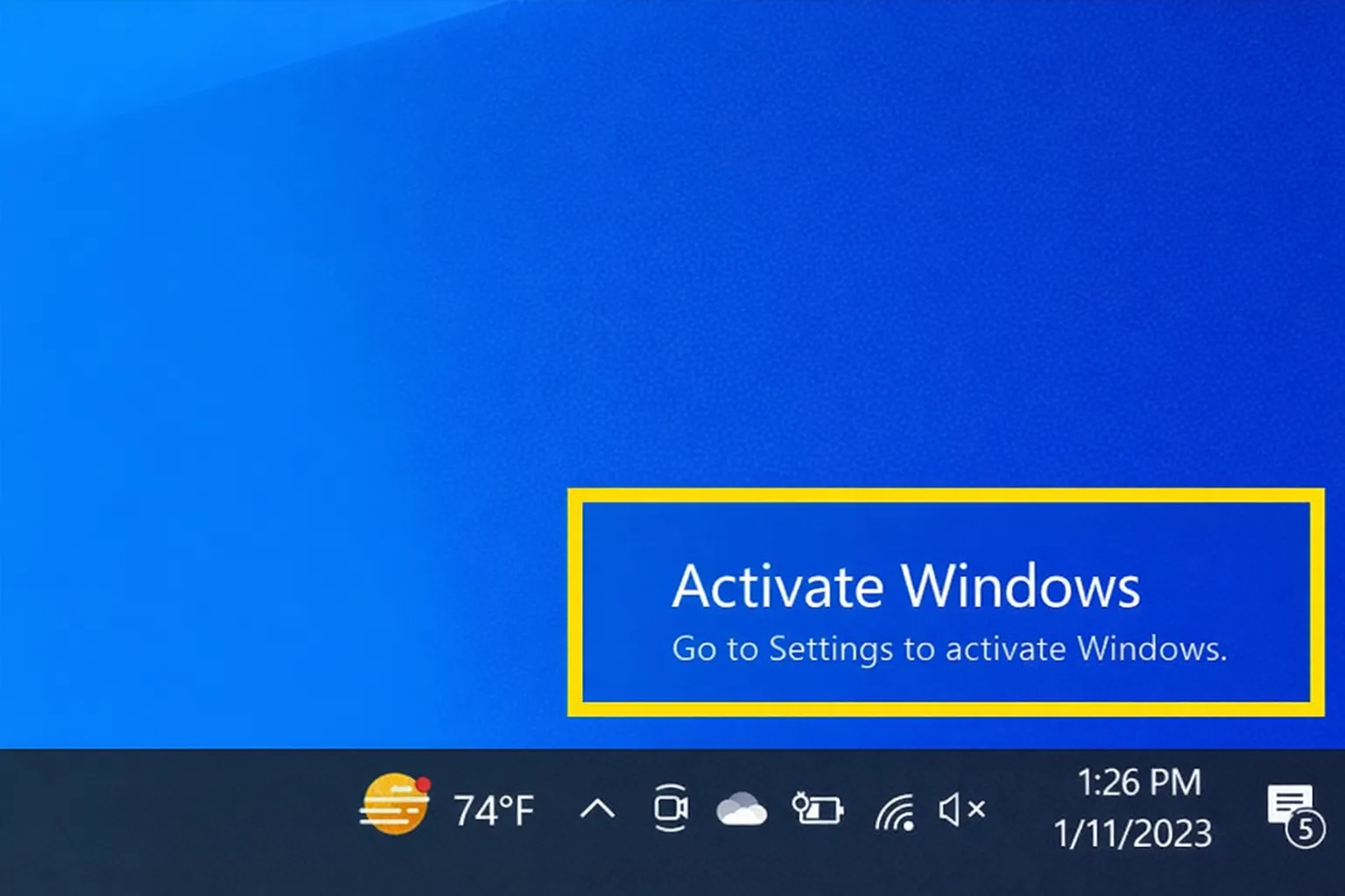 Marca de agua 'Activar Windows' visible en escritorio de Windows