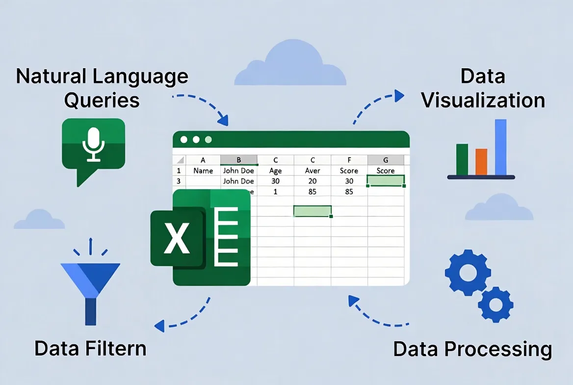 Natural language queries and data analysis in Excel with AI