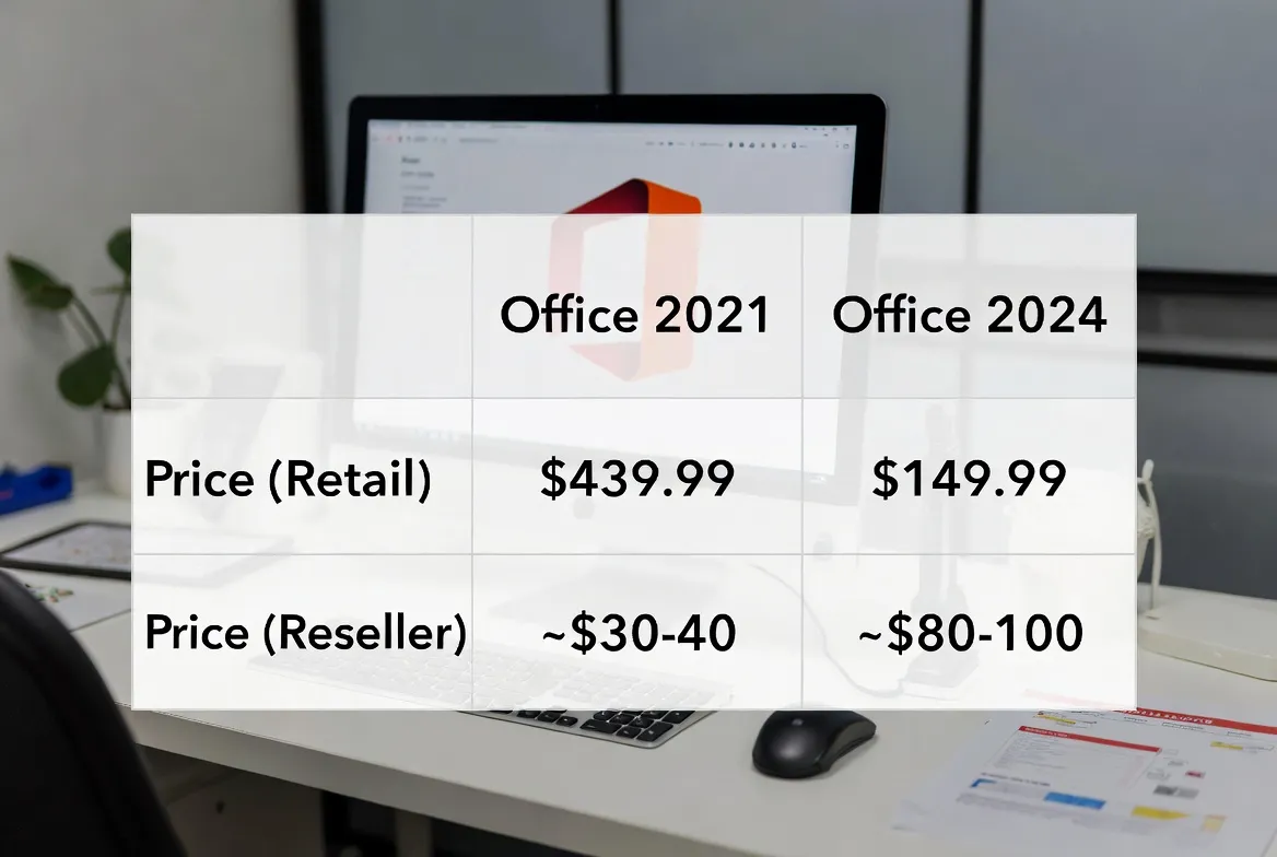 Comparación de precios entre Office 2021 y Office 2024 - Retail vs Revendedor