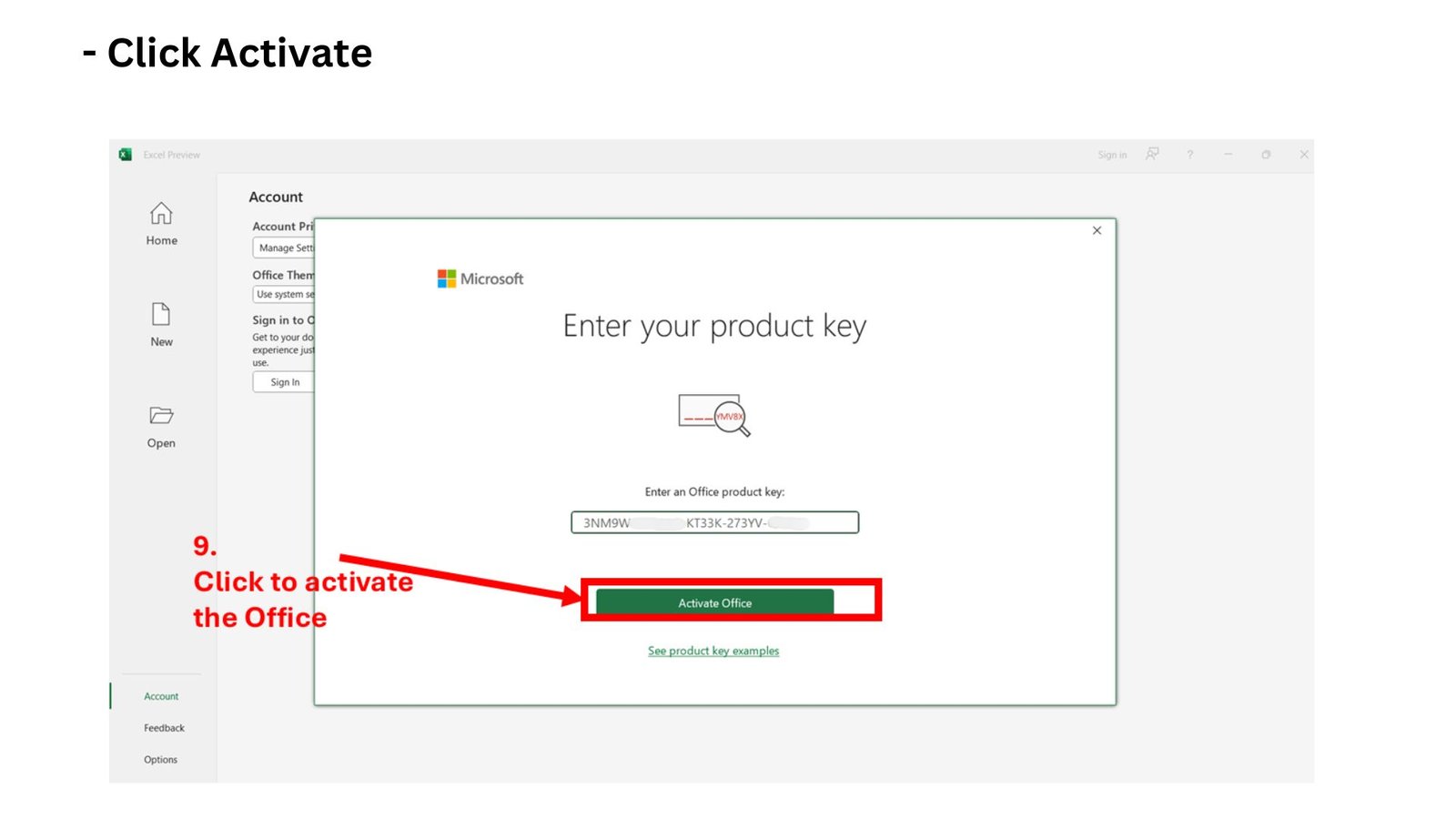 Step 10 - Click Activate Office