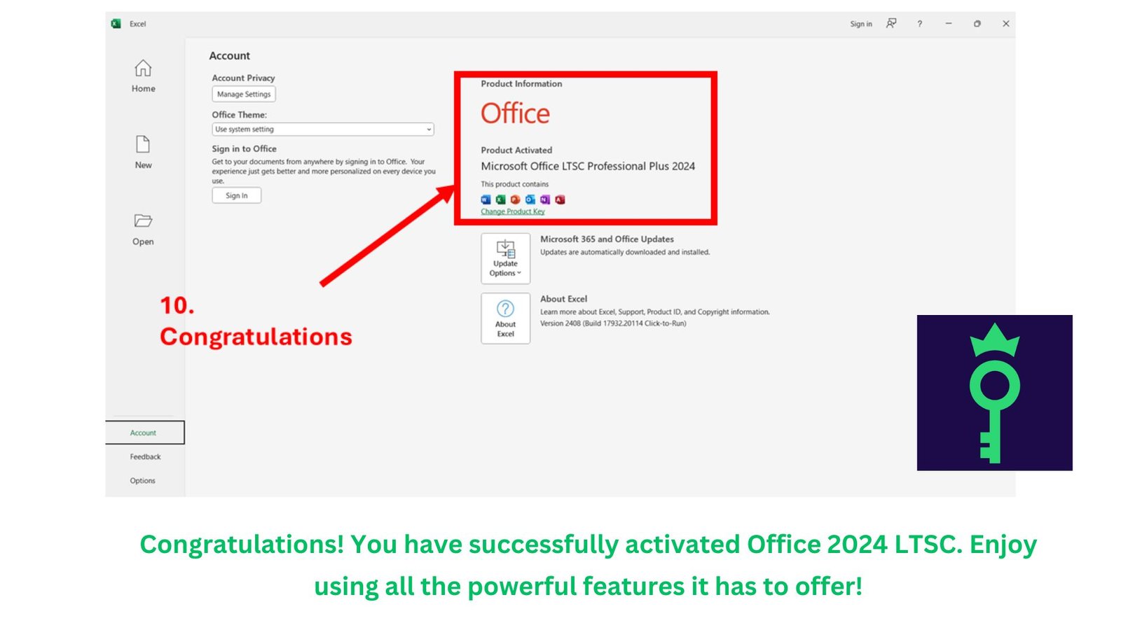 Step 11 - Office 2024 LTSC activated successfully