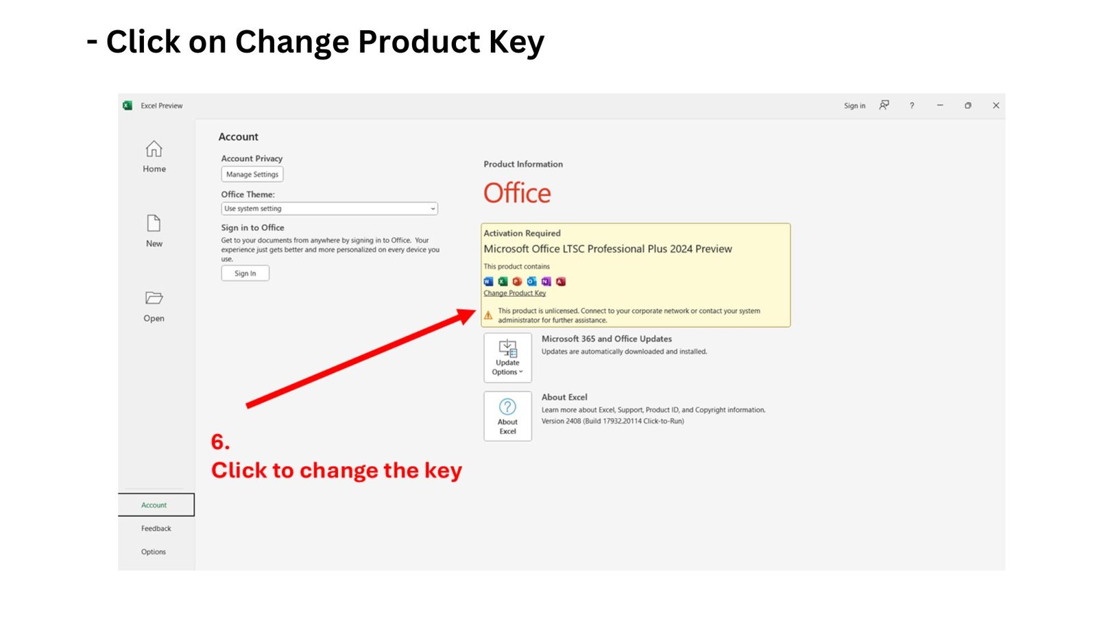 Step 8 - Click Change Product Key