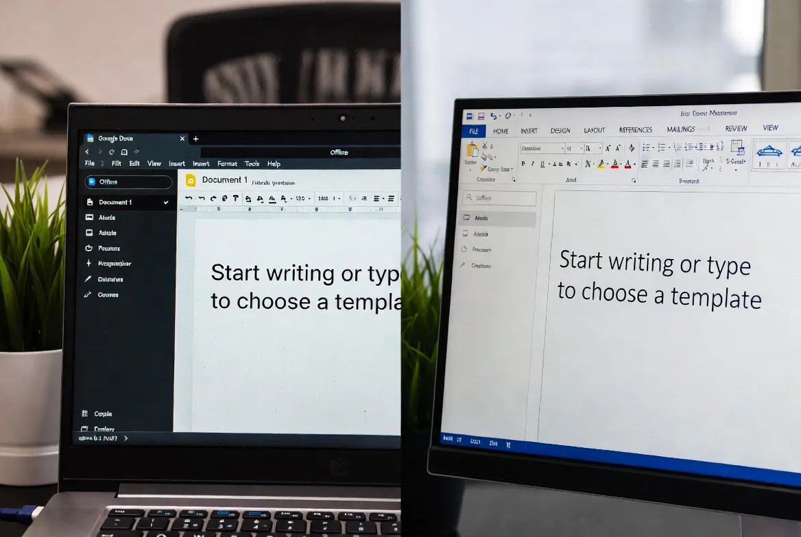 Offline mode comparison: Google Docs with Chrome extension vs Microsoft Word desktop application