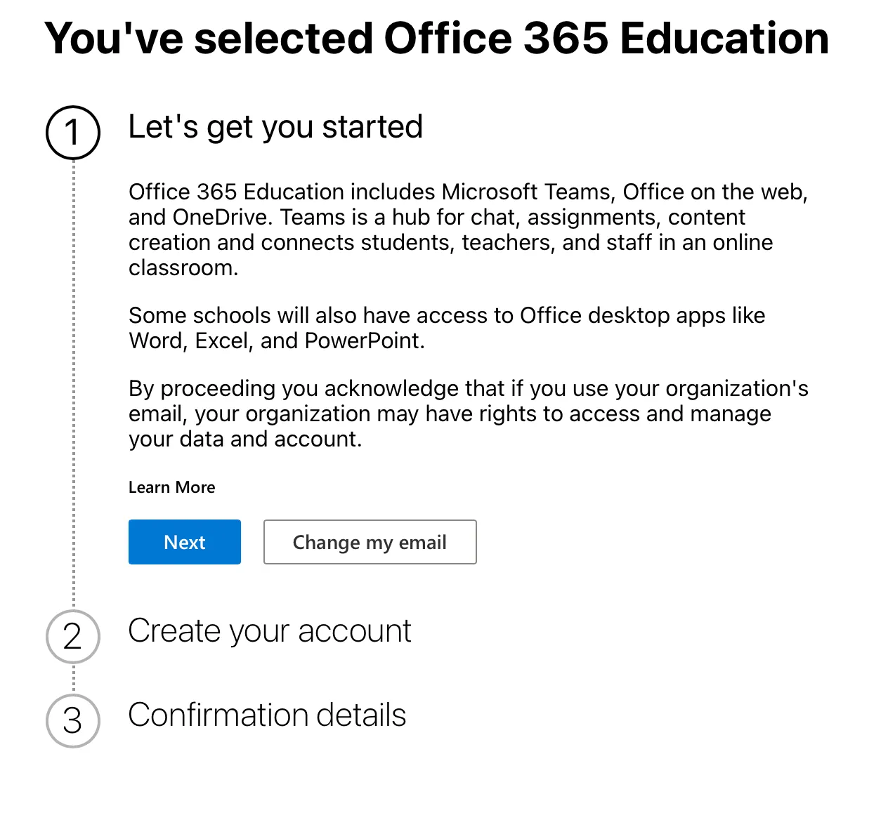 Proceso de verificación de elegibilidad en Microsoft Education para estudiantes