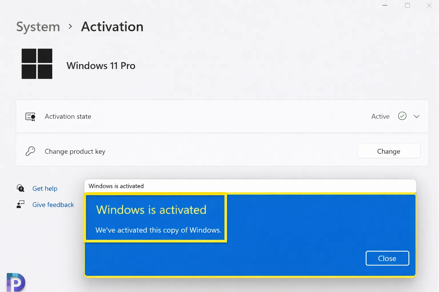 Windows 11 Pro activado correctamente mostrando estado de activación exitoso