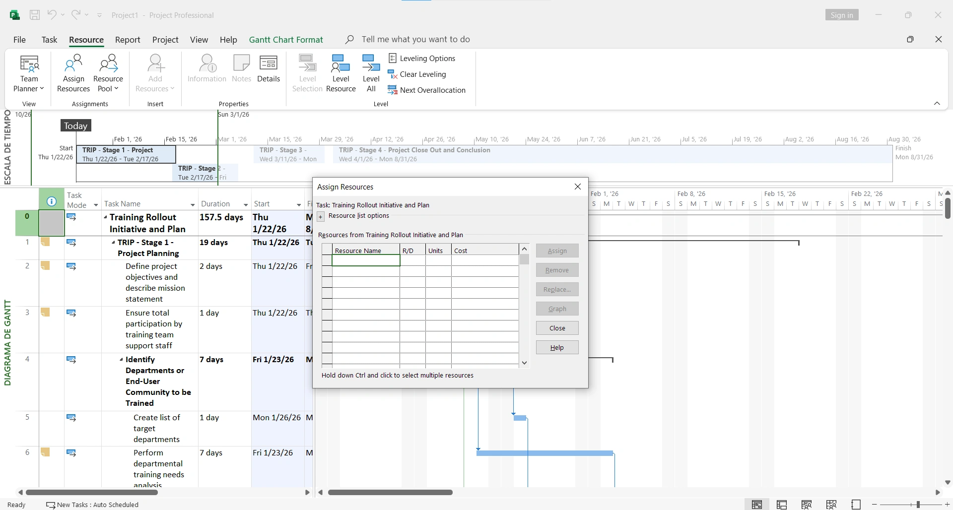 Gestión de recursos en Microsoft Project - Hoja de recursos, asignaciones y detección de sobreasignaciones