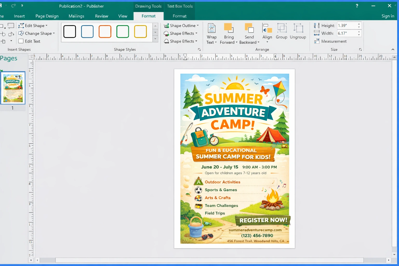 Promotional flyer designed in Publisher - Event with eye-catching headline and dominant image