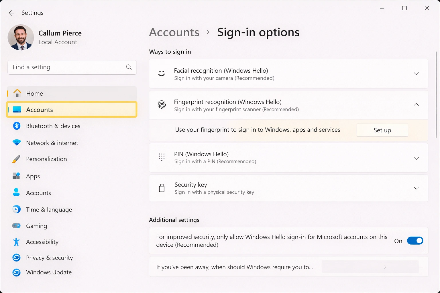Windows Hello configuración - PIN, huella digital y reconocimiento facial para inicio de sesión seguro