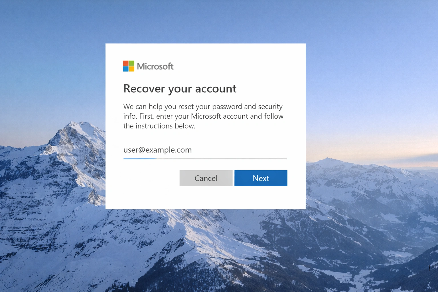 Página de recuperación de cuenta Microsoft - Proceso de restablecimiento de contraseña en línea